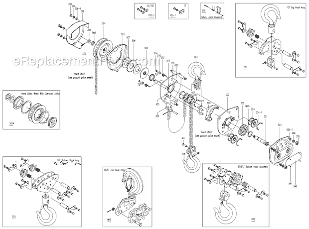 Jet SMH (1.5T) Hand Chain Hoists Page A Diagram