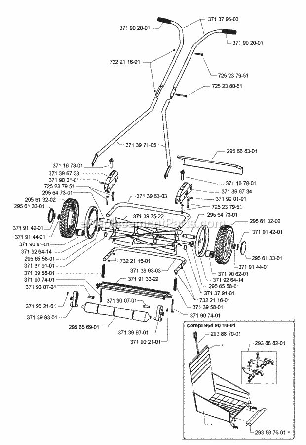 Jonsered 40 HANDLAWNMOWER (2003-01) Lawn Mower: Consumer Walk-behind Product Complete Diagram