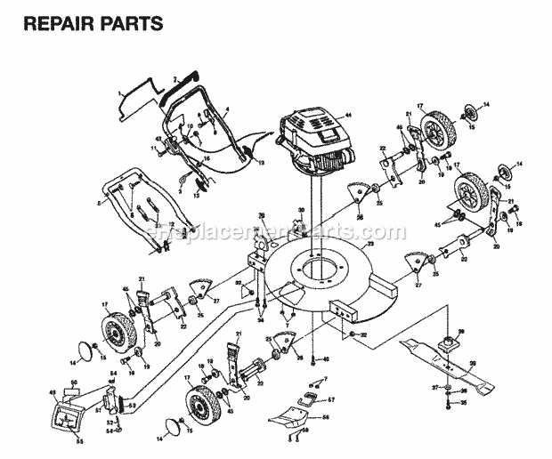 Jonsered 450 MII (1995-01) Lawn Mower: Consumer Walk-behind Product Complete Diagram