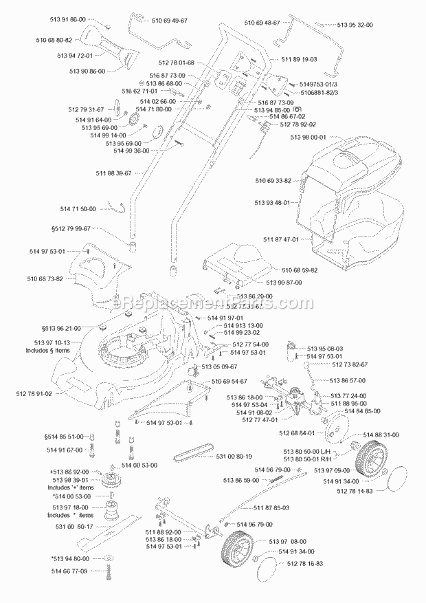 Jonsered 580 RD (2000-04) Lawn Mower: Consumer Walk-behind Product Complete Diagram