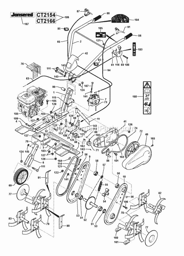 Jonsered CT2154 - 965896701 (2010-10) Cultivator Product Complete Diagram