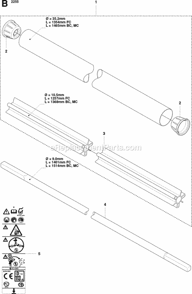 Jonsered FC2255 W (2008-07) Brushcutter Shaft Diagram