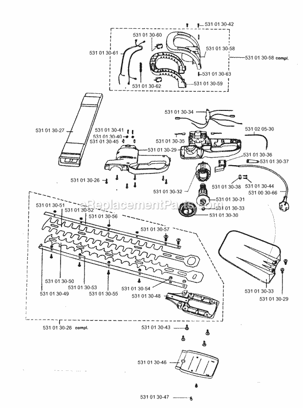 Jonsered HT550EL (1996-04) Hedge Trimmer Product Complete Diagram