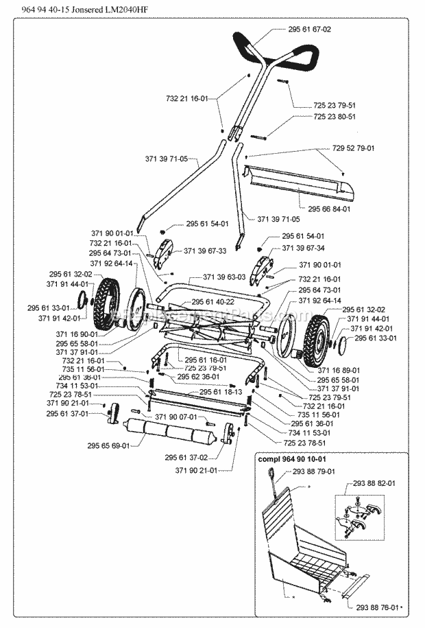 Jonsered LM2040HF HANDLAWNMOWER - 964944015 (2003-01) Lawn Mower: Consumer Walk-behind Product Complete Diagram