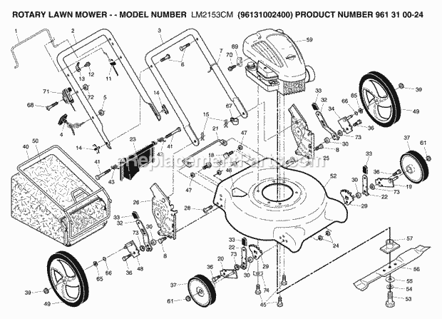 Jonsered LM2153CM 961310024 - 96131002400 (2007-05) Lawn Mower: Consumer Walk-behind Product Complete Diagram