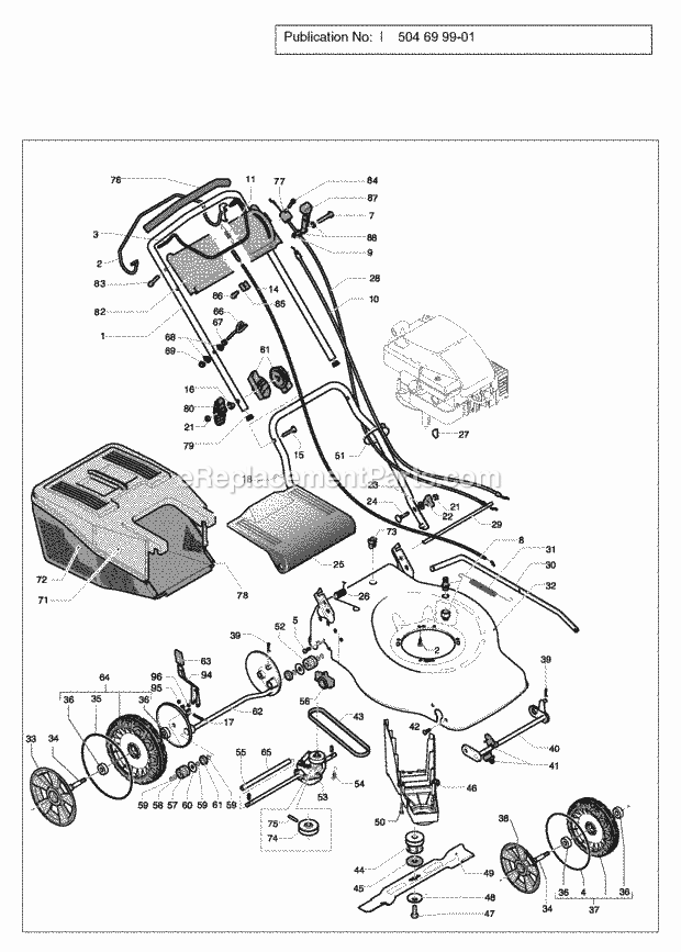 Jonsered LM 2146 CD - 965159901 (2007-07) Lawn Mower: Consumer Walk-behind Wheels Tires Diagram