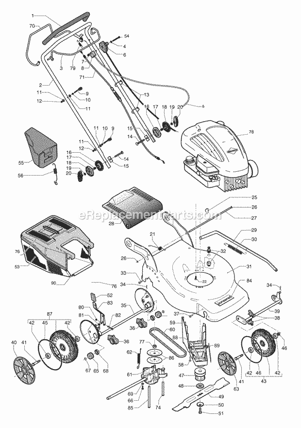 Jonsered LM 2147 CMD - 965160101 (2007-04) Lawn Mower: Consumer Walk-behind Wheels Tires Diagram