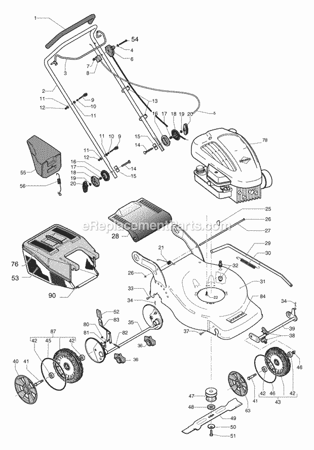 Jonsered LM 2147 CM - 965160001 (2007-04) Lawn Mower: Consumer Walk-behind Wheels Tires Diagram