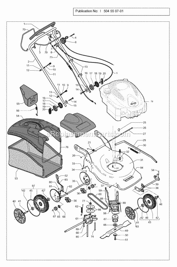 Jonsered LM 2150 CMD - 965160301 (2007-04) Lawn Mower: Consumer Walk-behind Product Complete Diagram