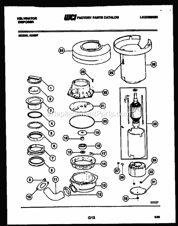 Kelvinator KD55F Disposer - Lk33388020 Body Parts Diagram