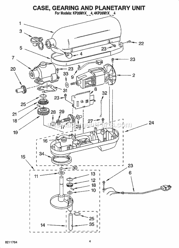 KitchenAid 6 Quart Mixer Gear Assembly