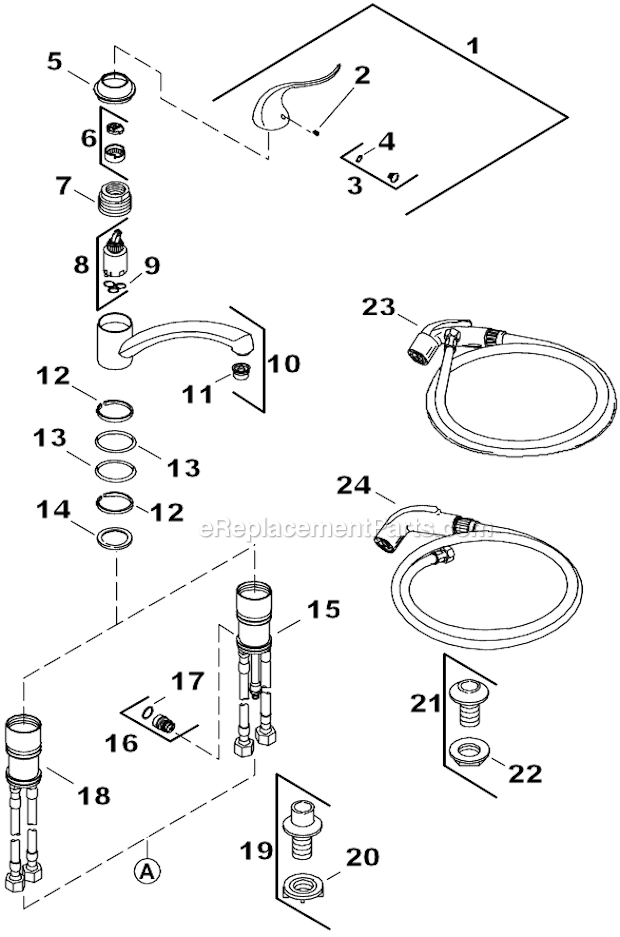 Kohler Kitchen Sink Faucet | K-15071-P | eReplacementParts.com