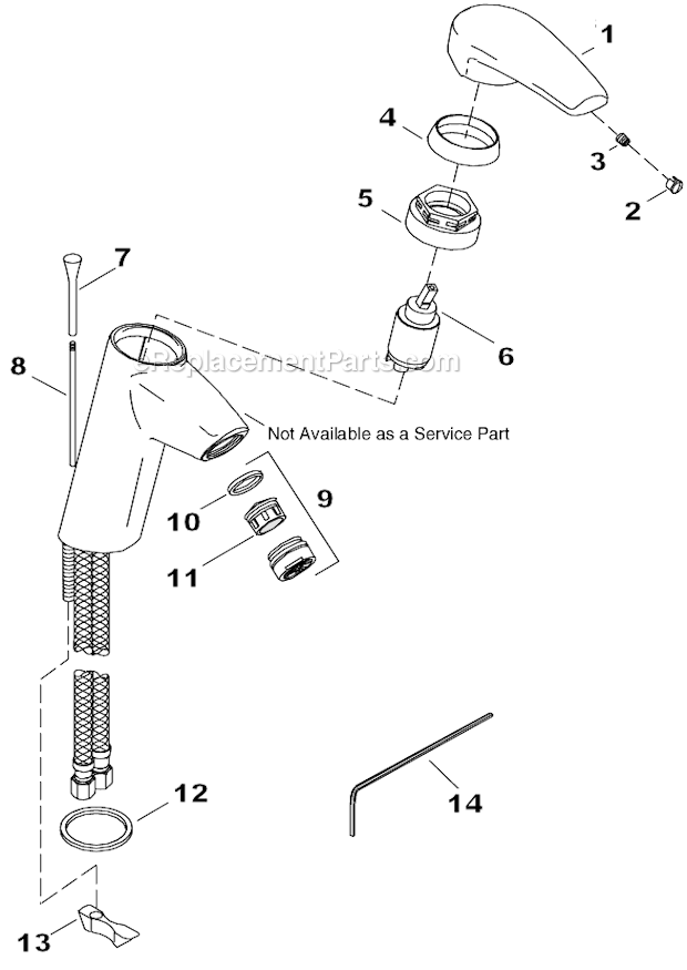 Kohler K-18140 Single-Control Lavatory Faucet Page A Diagram