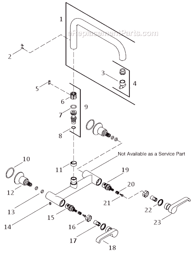 Kohler K-6127-4 Torq Wall-Mount Bridge Kitchen Faucet Page A Diagram