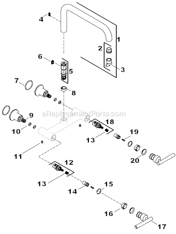 Kohler K-7549-4 Wall-Mount Kitchen Faucet Page A Diagram