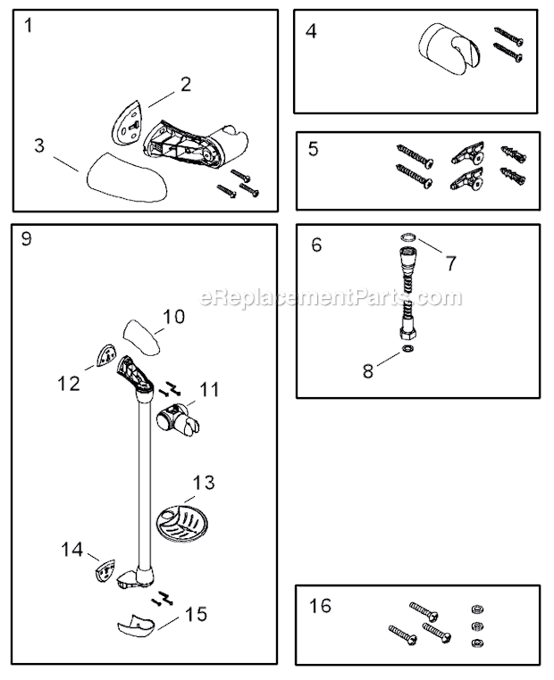Kohler K-8516 Mastershower Slide Bar Kit Page A Diagram