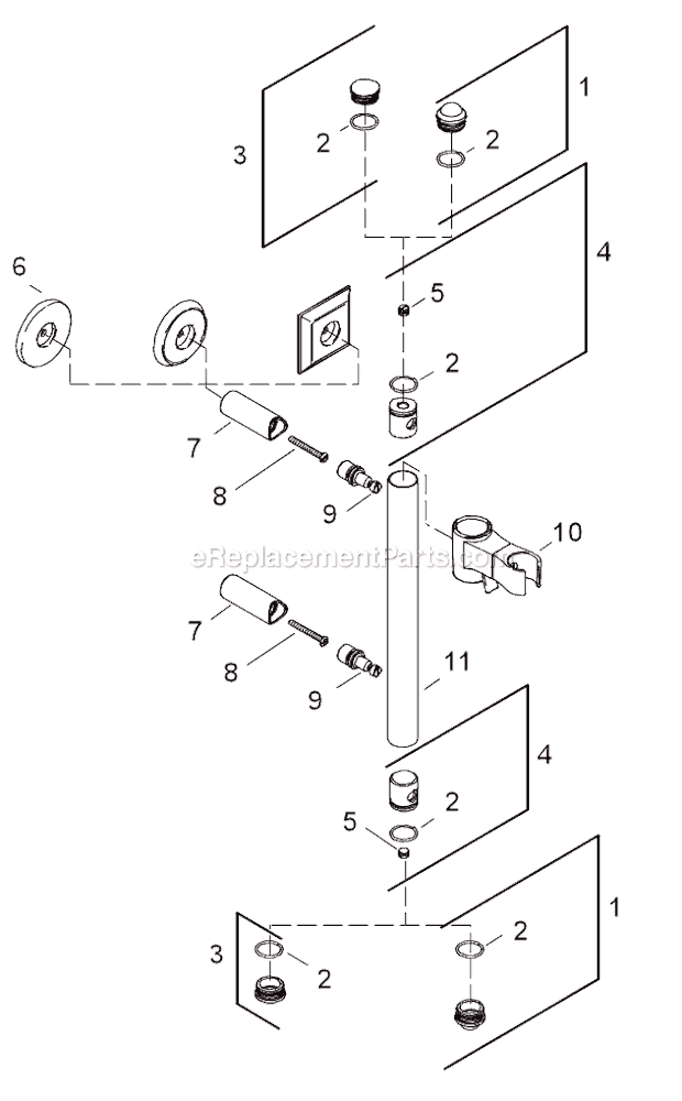 Kohler K-974 Stillness Slide Bar Trim Kit Page A Diagram