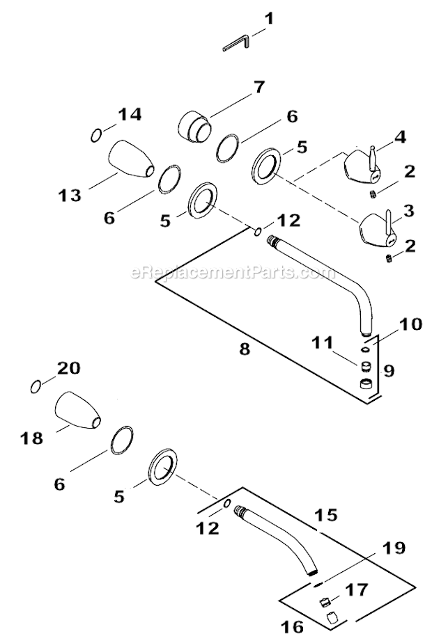 Kohler K-T196 Wall-Mount Lavatory Faucet Page A Diagram