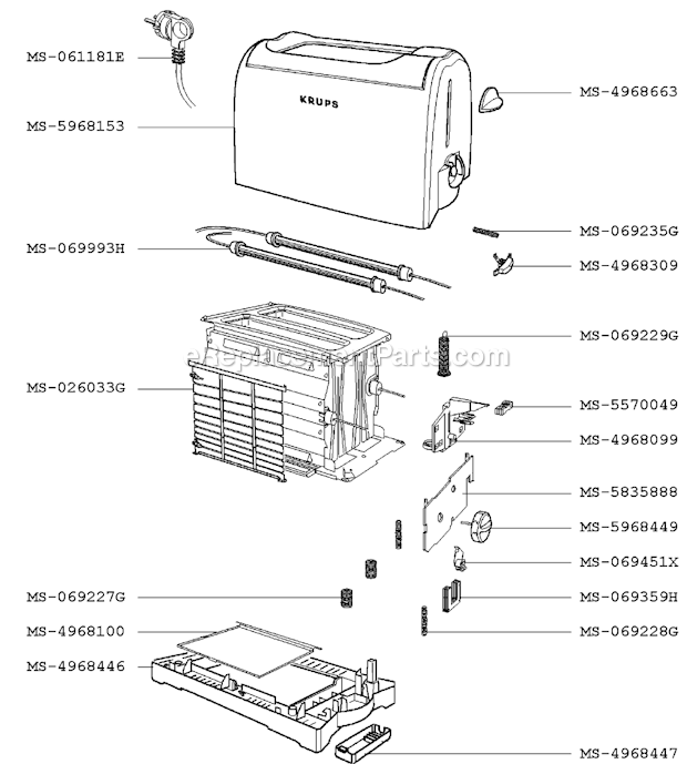 Krups F1567556E(0) Toaster Page A Diagram