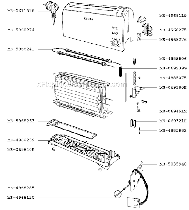 Krups F1637056(0) Toaster Page A Diagram