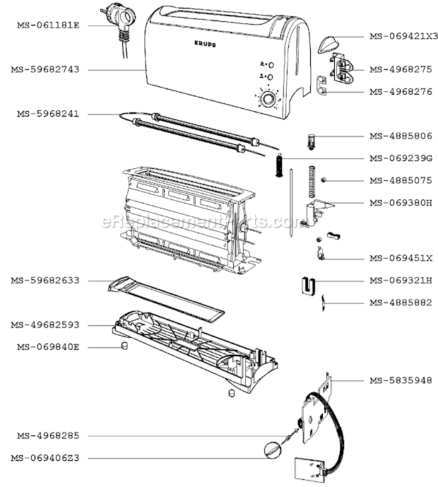 Krups F1637056(P) Toaster Page A Diagram