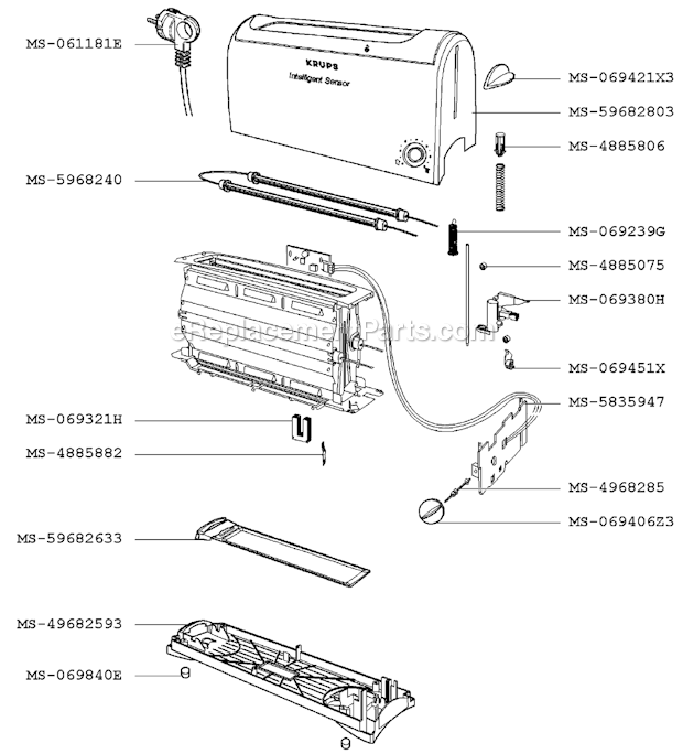 Krups F1667056(P) Toaster Page A Diagram