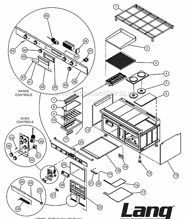 Lang R60S-ATB Bake Oven Range Page A Diagram