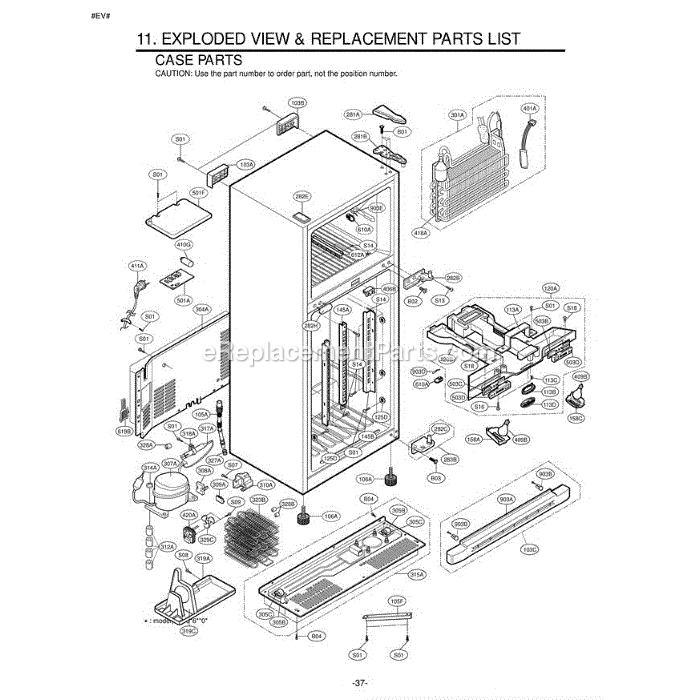 LG 73952 (ASWCSEA) Refrigerator Section (1) Diagram