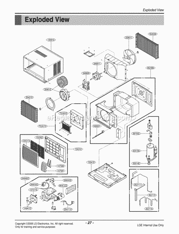 LG HBLG1200H Room A/C Air Conditioner Exploded View 1 Diagram