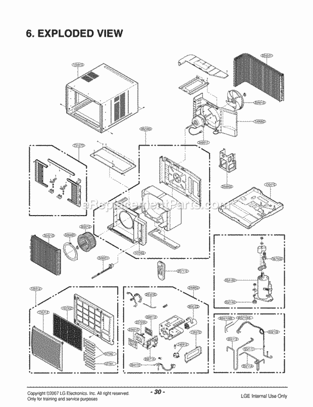 LG HBLG1400E Room A/C Air Conditioner Exploded View 1 Diagram