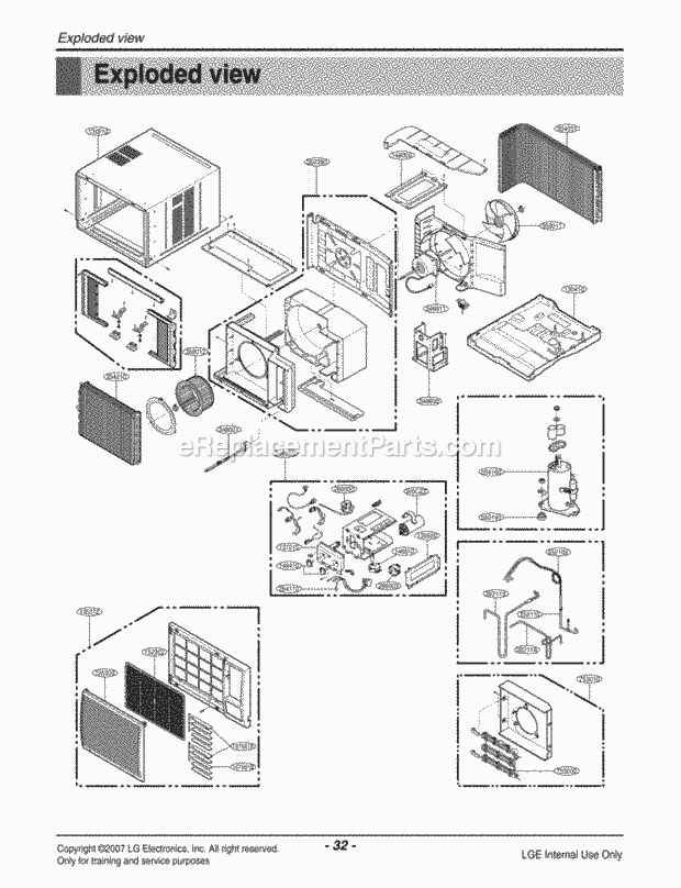LG HBLG1800H Room A/C Exploded View Diagram