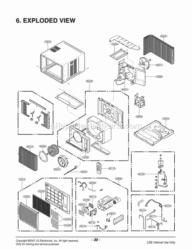 LG HBLG2350E Room A/C Air Conditioner Exploded View 1 Diagram
