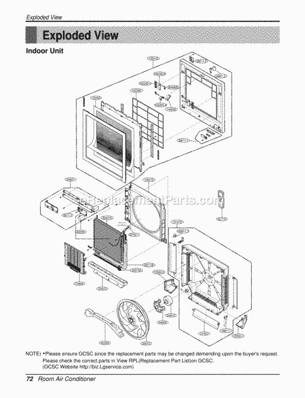 LG LAN121CNP Room A/C Room Air Conditioner Exploded View Exploded View Diagram
