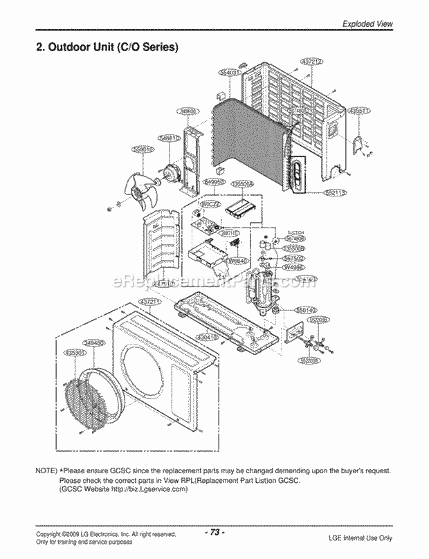 LG LAU091CNP Room A/C Air Conditioner Exploded View 1 Diagram