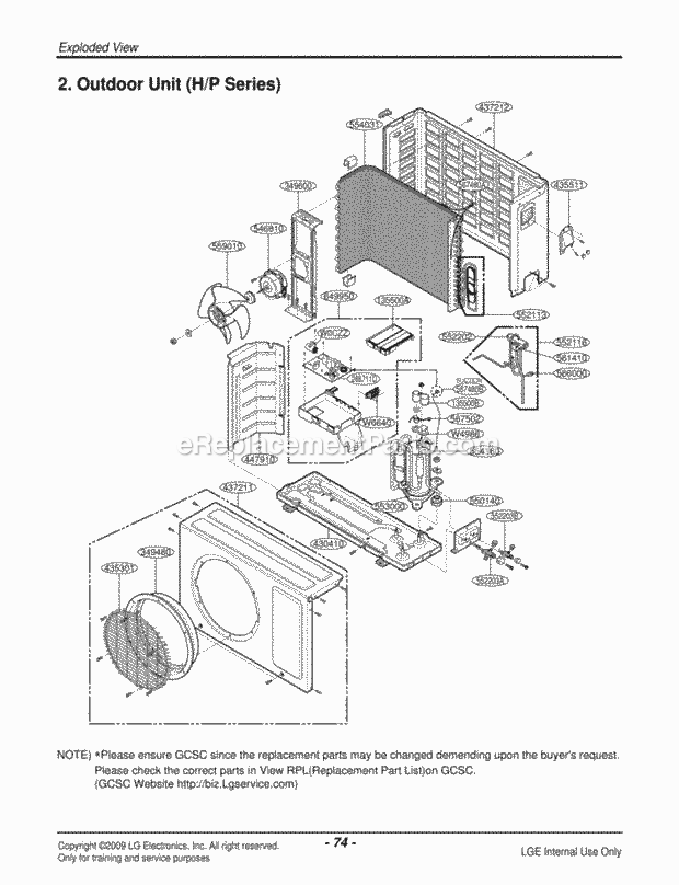 LG LAU091HNP Room A/C Air Conditioner Exploded View 1 Diagram