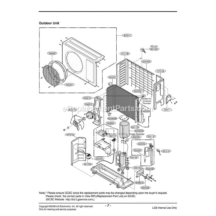 LG LAU095HV (ANCBEUS) Air Conditioner Section Diagram