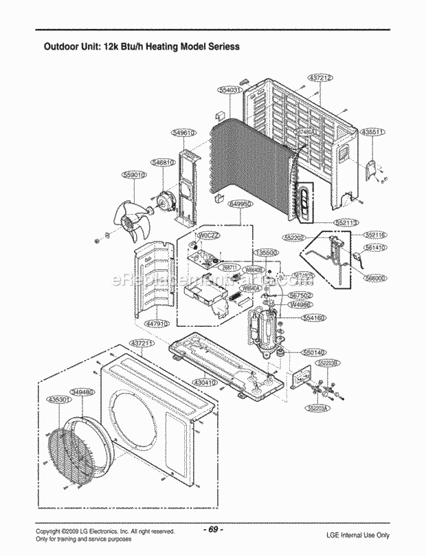 LG LAU121HNM Room A/C Air Conditioner Exploded View 1 Diagram