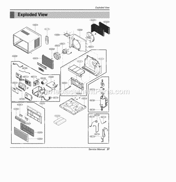 LG LB8000ER Room A/C Exploded View Exploded View Service Manual Diagram