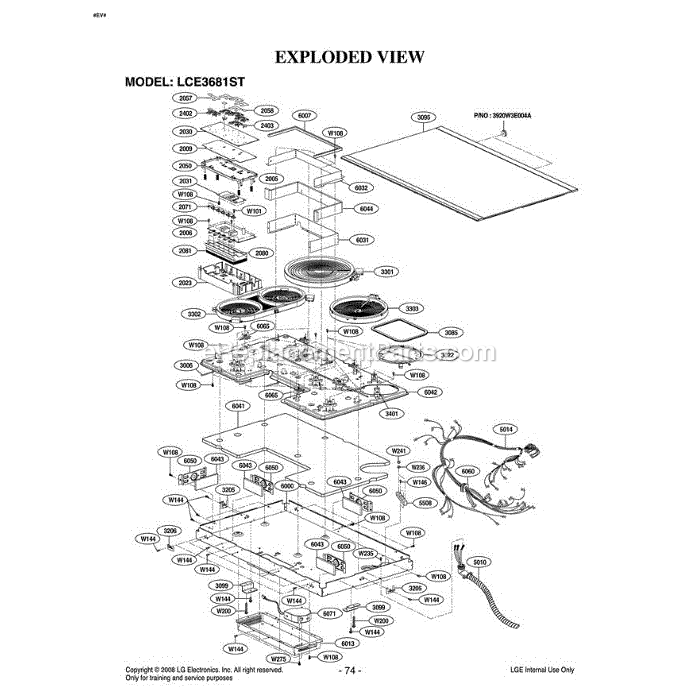 LG LCE3681ST (ASTLLGA) Electric Range Section Diagram