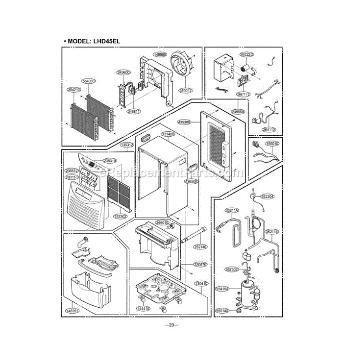 LG LHD45EL (AWYAHDP) Dehumidifier Section Diagram