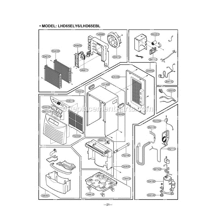 LG LHD65EBL (ABKAUSH) Dehumidifier Section Diagram