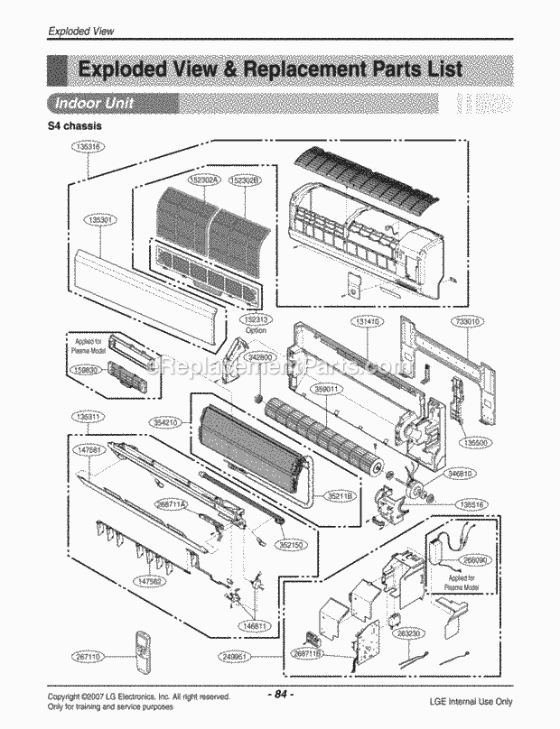LG LMN090HE Mfg Number Awhaeus, Air Conditioner Air Conditioner Exploded View 1 Diagram