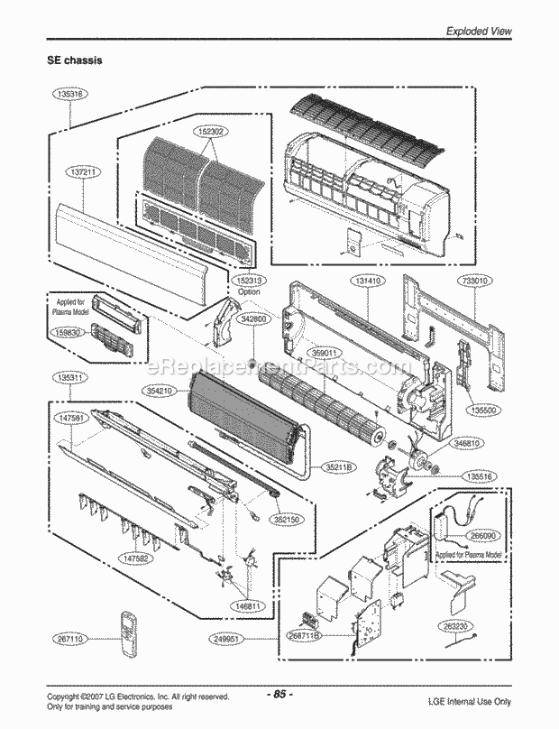 LG LMN120HE Mfg Number Awhaeus, Air Conditioner Air Conditioner Exploded View 1 Diagram