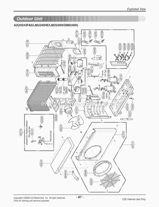 LG LMU240HE Mfg Number Awgaeus, Air Conditioner Air Conditioner Exploded View 1 Diagram