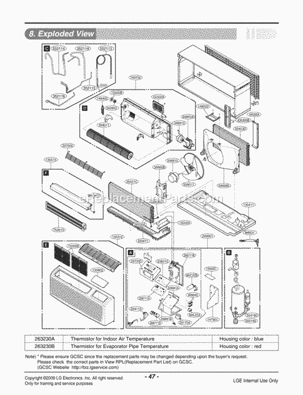 LG LP070CED-Y8 Combined Units Package Unit Air Conditioner Exploded View 1 Diagram
