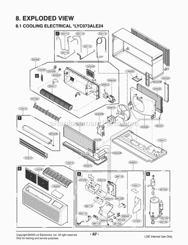 LG LP070CED Combined Units Package Unit Air Conditioner Exploded View 1 Diagram