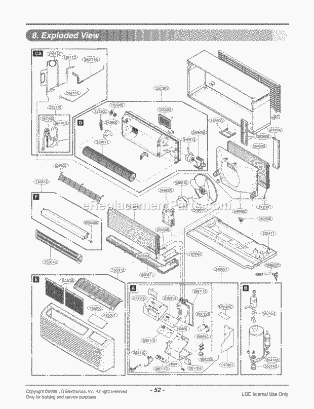 LG LP070HED-Y8 Combined Units Package Unit Air Conditioner Exploded View 1 Diagram