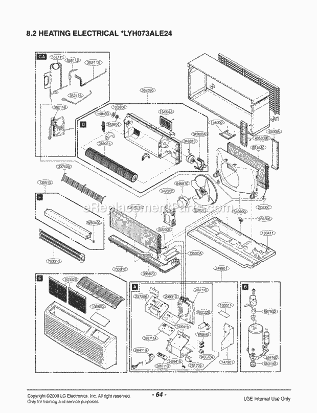 LG LP070HED Combined Units Package Unit Air Conditioner Exploded View 1 Diagram