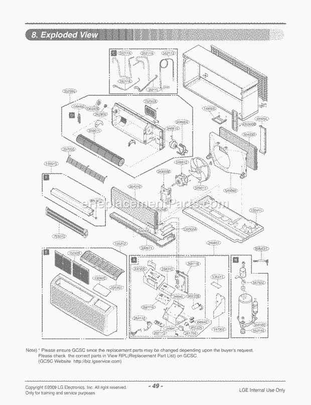 LG LP090CED-Y8 Combined Units Package Unit Air Conditioner Exploded View 1 Diagram