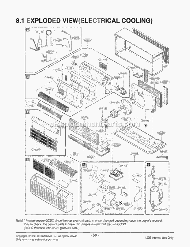 LG LP090CED1 Combined Units Package Unit Air Conditioner Exploded View 1 Diagram